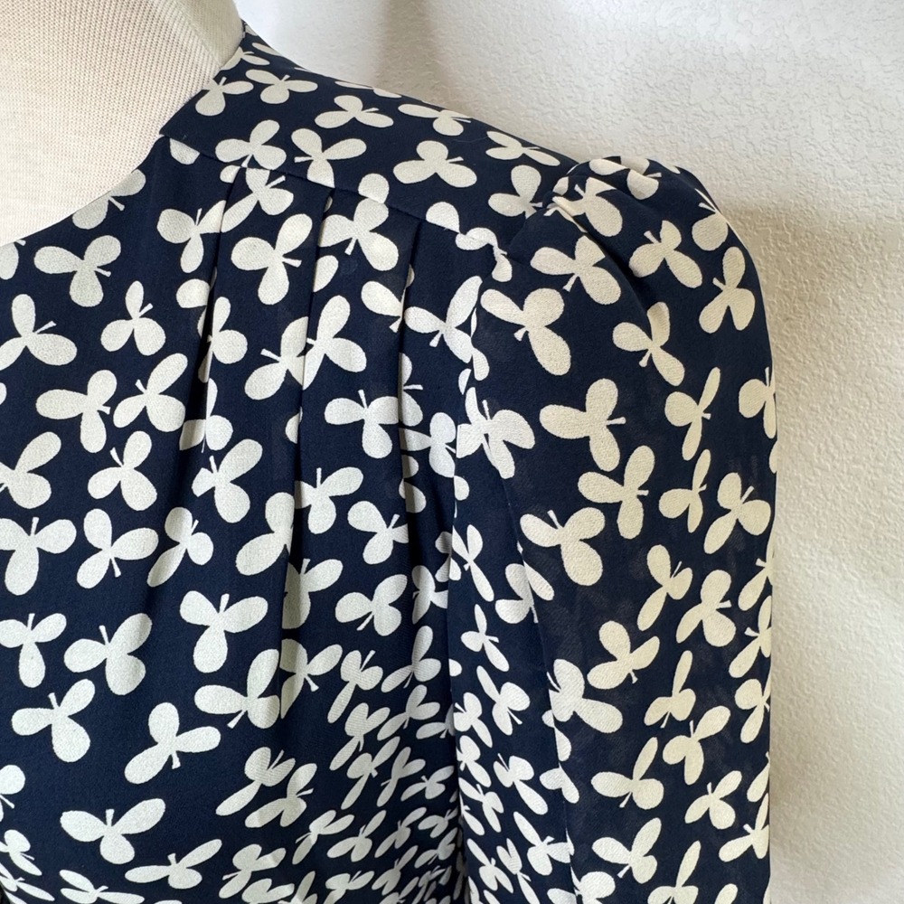 Richard Warren Women Silk Skirt Set Vintage Size 10 Floral Navy Dynasty Glam 80s - Picture 6 of 16